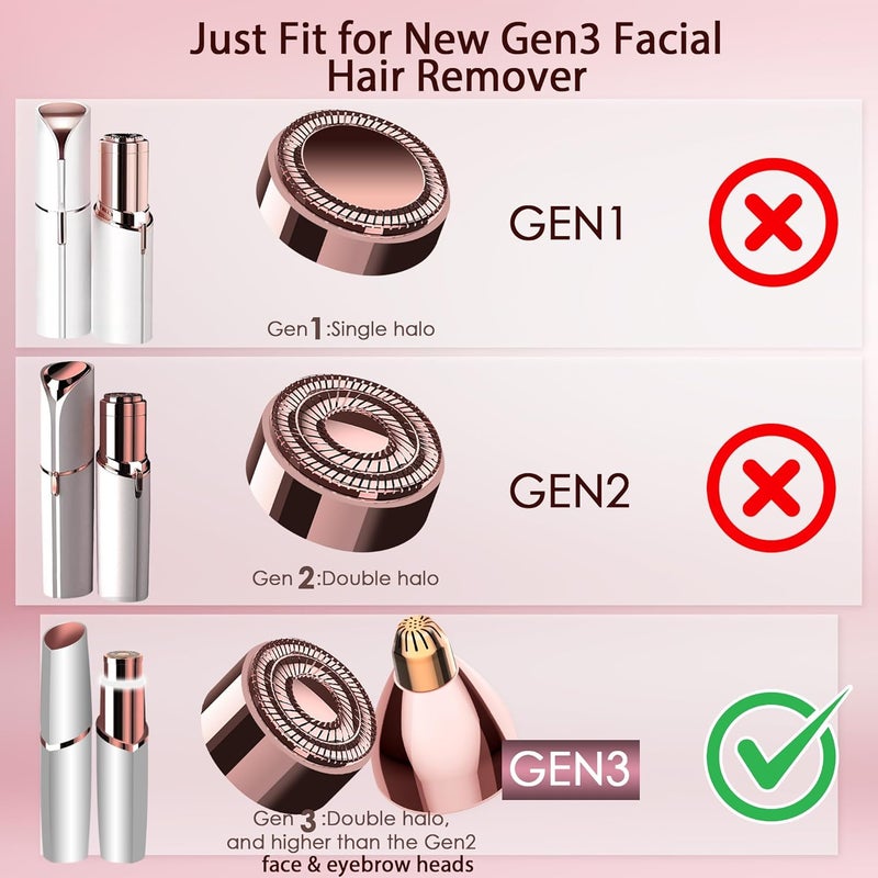 gurelax Replacement Heads for Facial Hair Remover, Gen 3 Replacement Blades Intended for Flawless Finishing Touch, New Version Upgraded Replacement Blades Refill (1+1) - Image 2